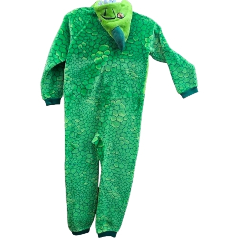 Saint Eve Dino Green Dinosaur Youth Kids One Piece Blanket Sleeper Size 7-8 - Picture 2 of 12
